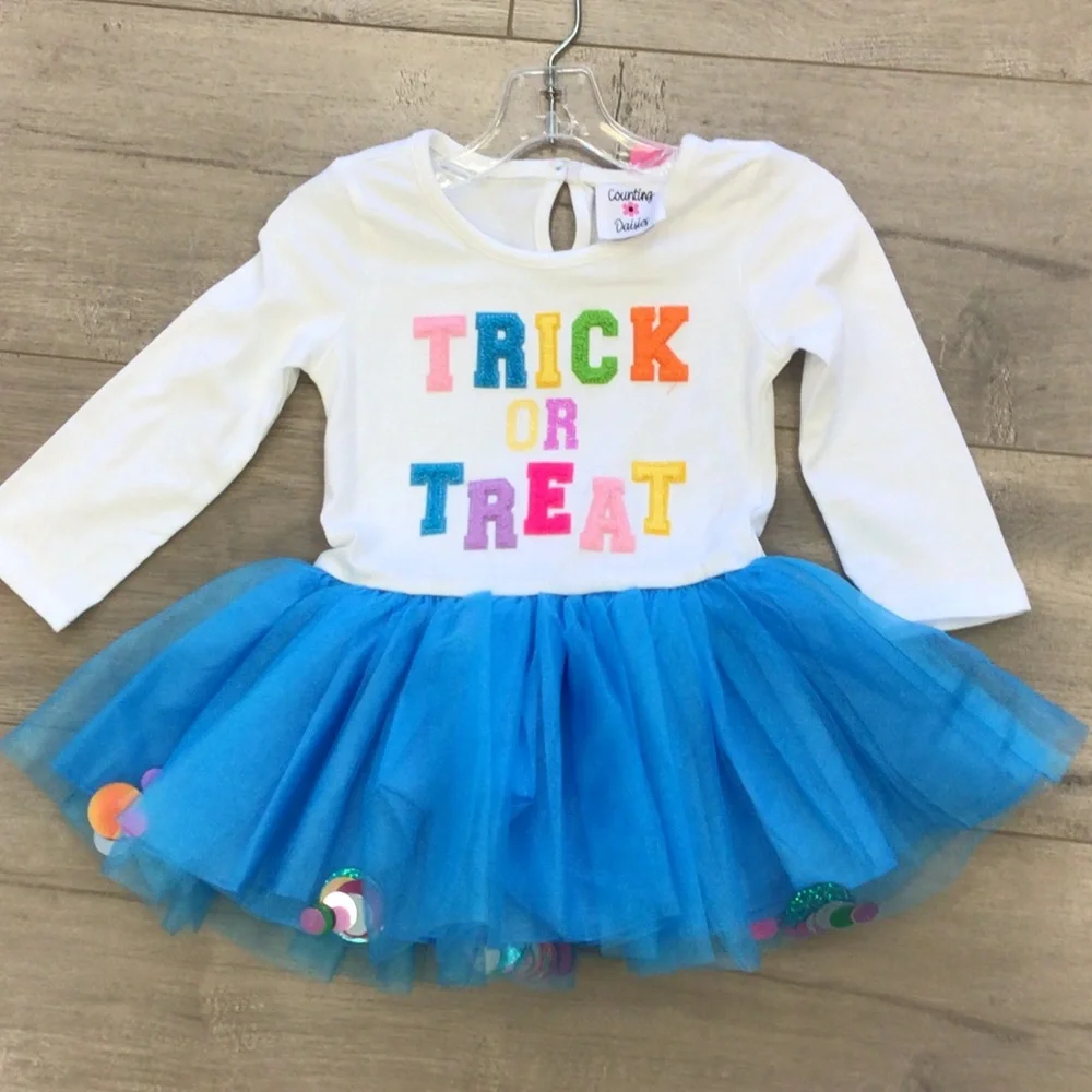 Counting Daisies Kids' Tulle 'Trick or Treat' Halloween dress